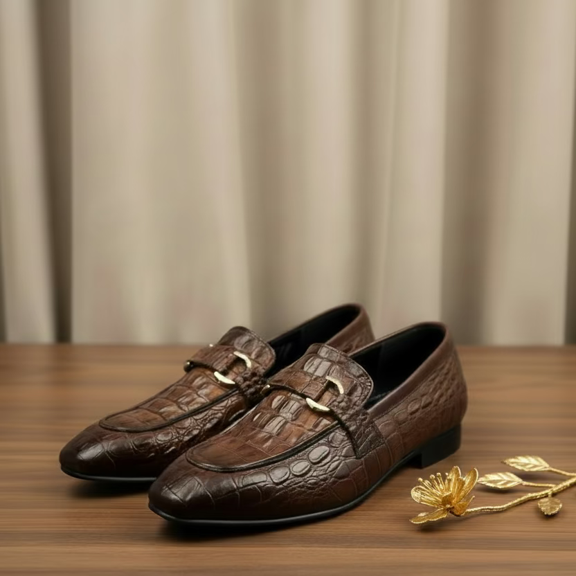 MUSTARD CROCHODILE-LEATHER