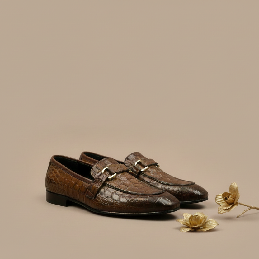 MUSTARD CROCHODILE-LEATHER