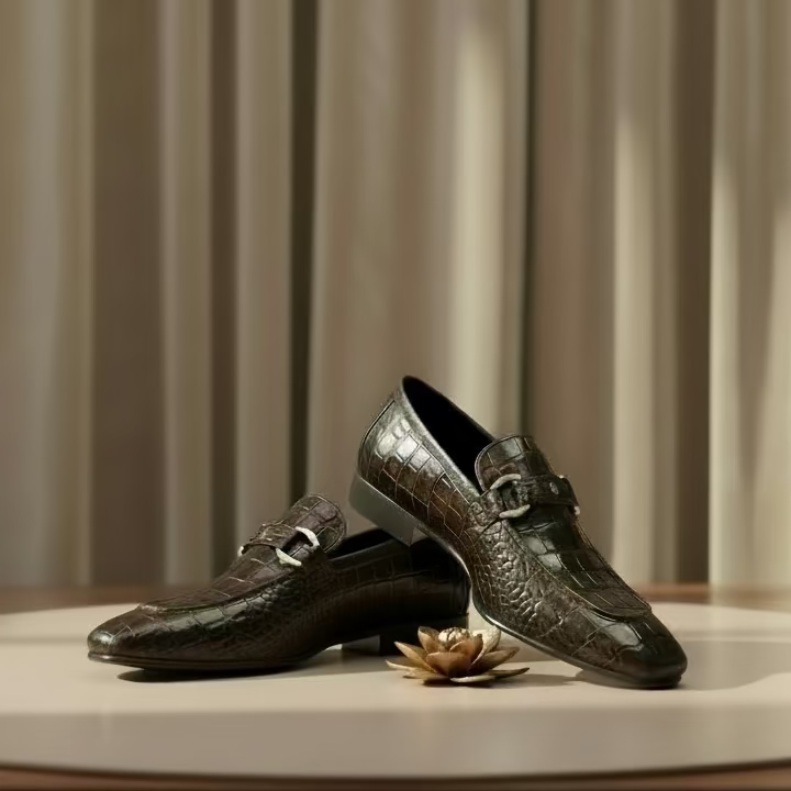 BROWN CROCHODILE-LEATHER